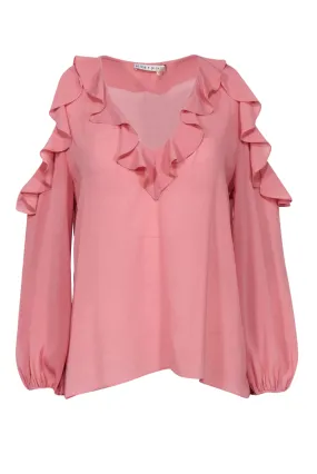 Alice & Olivia - Rose Cold-Shoulder Long Sleeve Blouse Sz M
