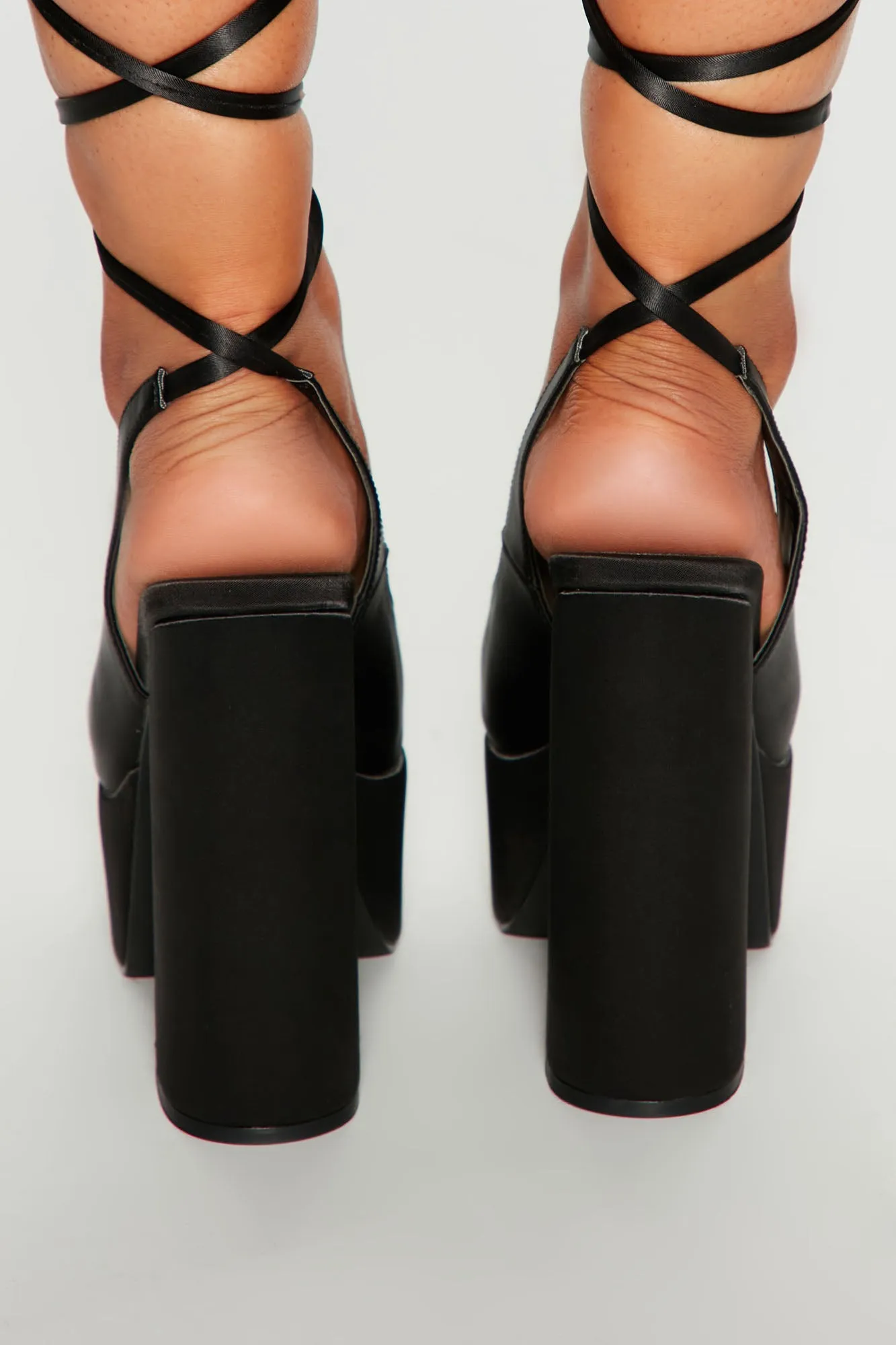 Alora Platform Square Toe Pumps - Black