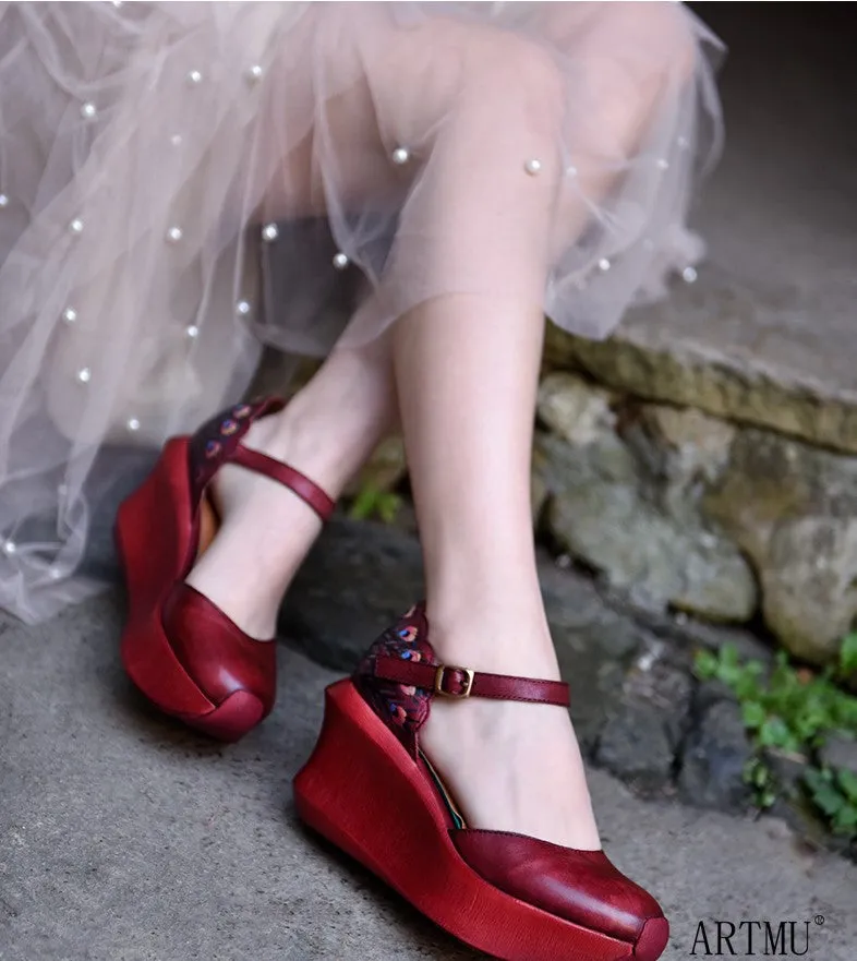 ARTMU WIDE FIT WEDGES IN EMBELLISHED DESIGN