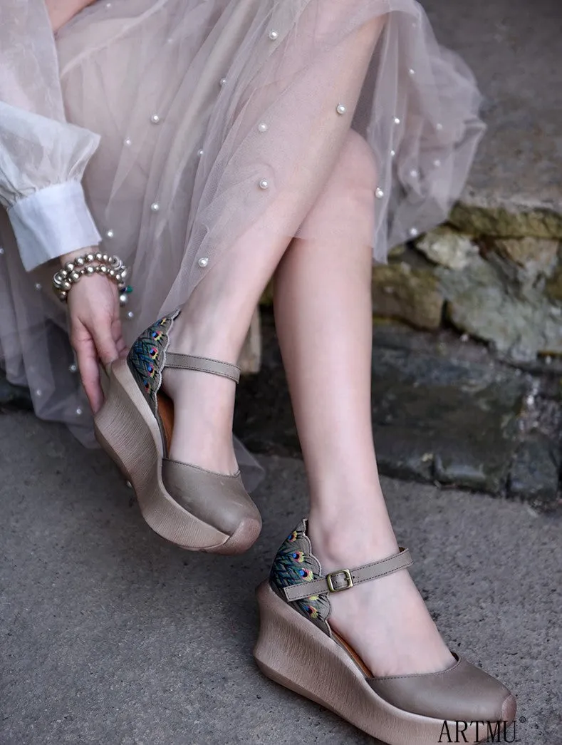 ARTMU WIDE FIT WEDGES IN EMBELLISHED DESIGN