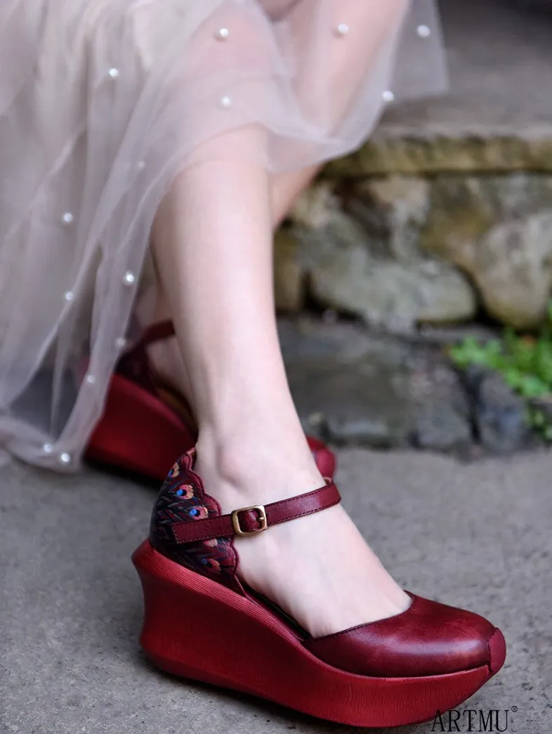 ARTMU WIDE FIT WEDGES IN EMBELLISHED DESIGN