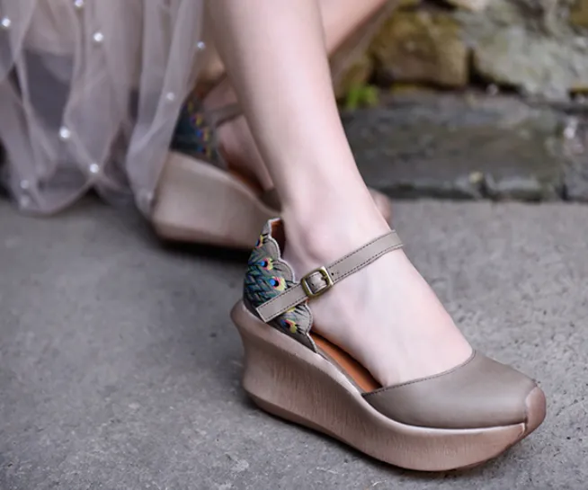 ARTMU WIDE FIT WEDGES IN EMBELLISHED DESIGN