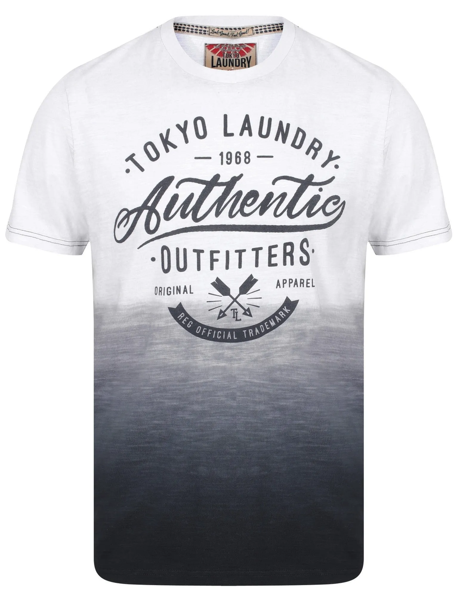 Authentic Motif Dip Dye Cotton Slub T-Shirt In Dark Navy - Tokyo Laundry