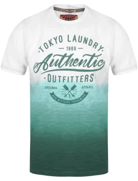 Authentic Motif Dip Dye Cotton Slub T-Shirt In Mediterranea - Tokyo Laundry