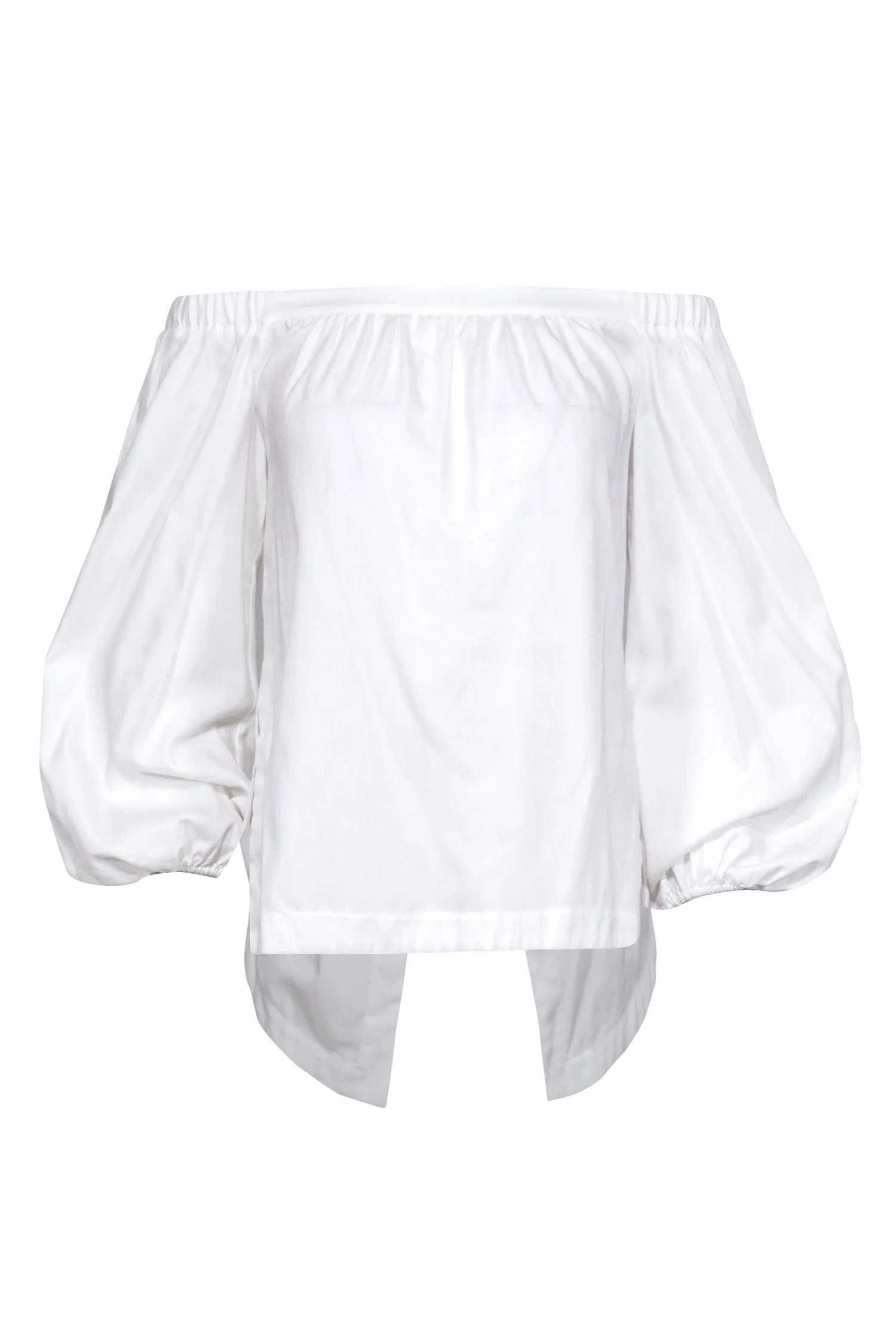 BCBG Max Azria - White Off-The-Shoulder Open Back Long Sleeve Blouse Sz XXS