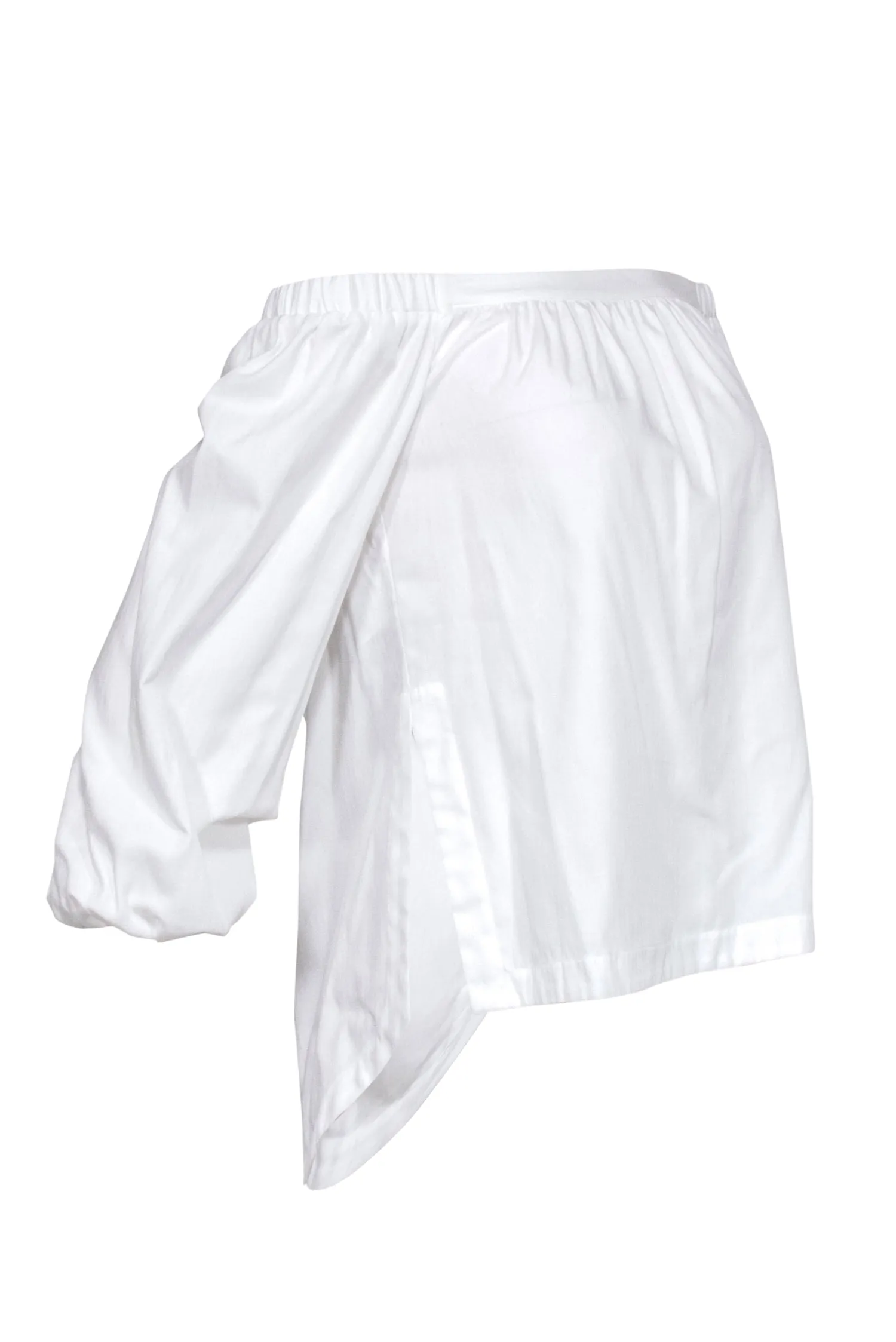 BCBG Max Azria - White Off-The-Shoulder Open Back Long Sleeve Blouse Sz XXS