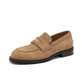 BeauToday Womens Penny Loafers Business Casual Suede Cow Leather Loafers with Round Toe