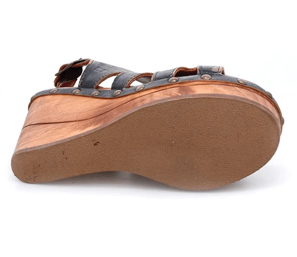 Bed Stu Women's Naiya Black Lux Leather Wedge Sandals F399026