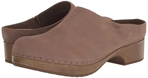 Bella Vita Women's Motto Slip on Clog, Almond Suede Leather, 7.5 Wide