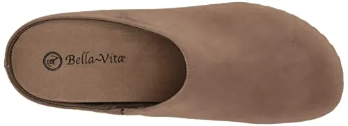 Bella Vita Women's Motto Slip on Clog, Almond Suede Leather, 7.5 Wide