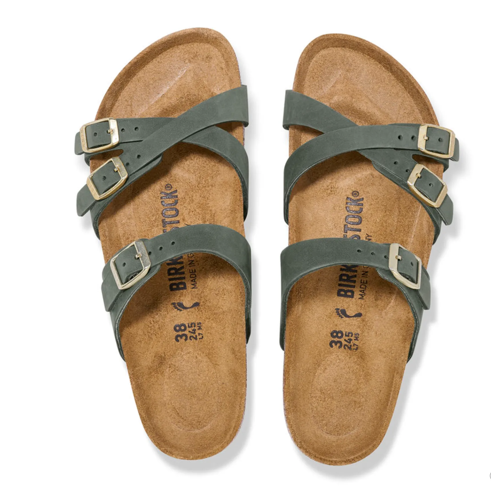 Birkenstocks Franca Nubuck Leather - Thyme