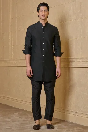 Black Front Open Kurta