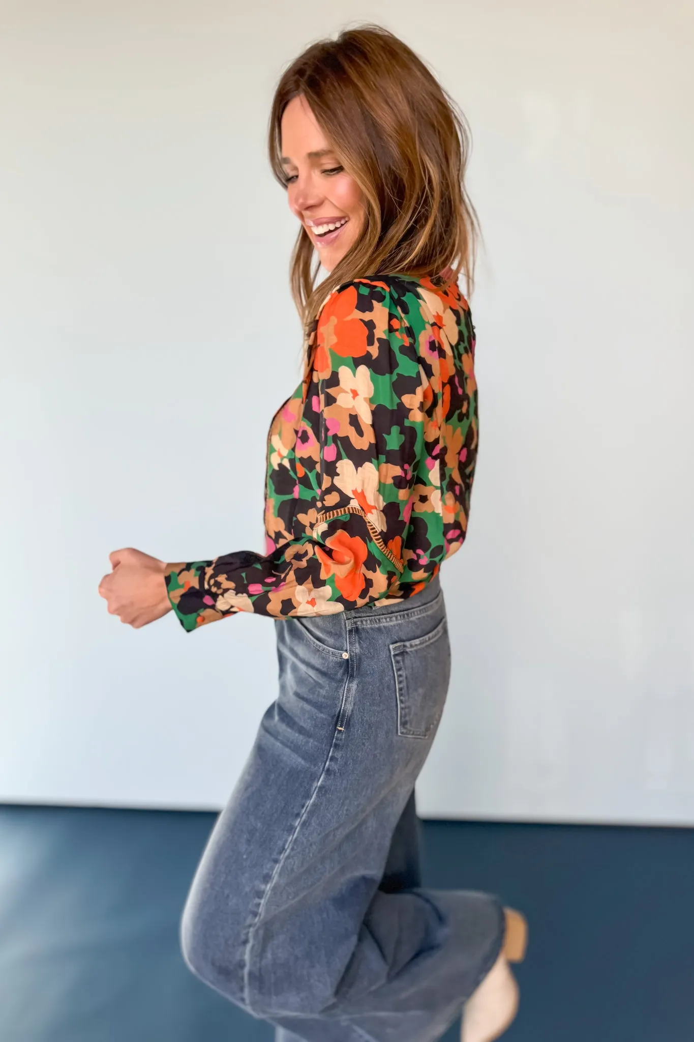 Black Multi Tucked Eyelet Detail Top