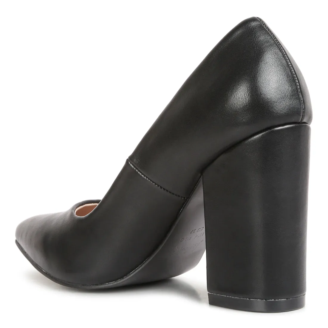 Black Smooth Finish Block Heel Pumps