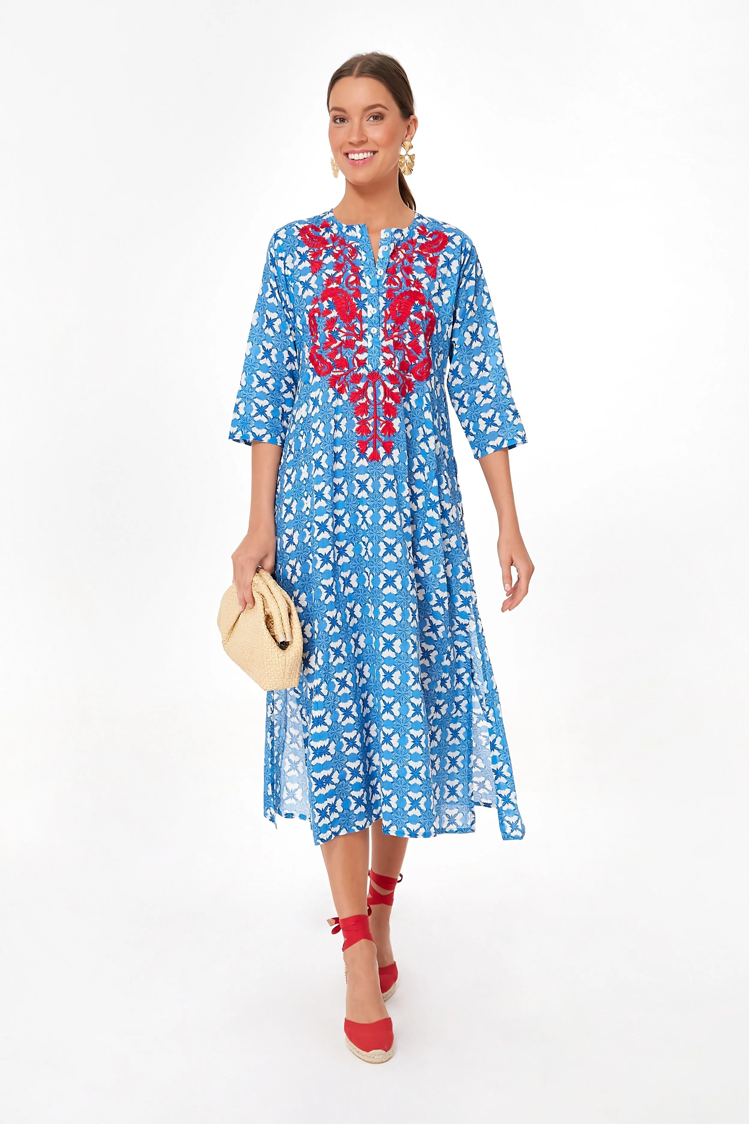 Blue Barbados Embroidered Long Kurta
