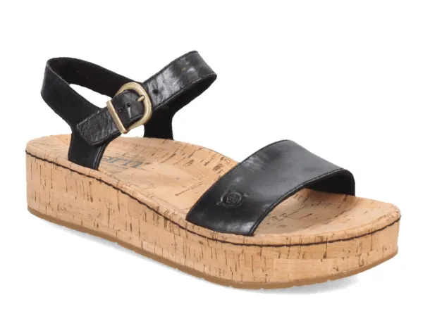 Born Women's Sari Black Leather Sandals BR0035503-BLK
