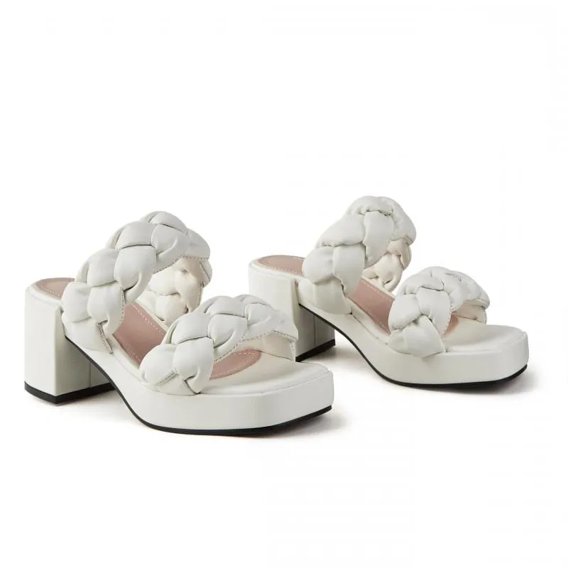 Braided Design Chunky Heeled Sandals