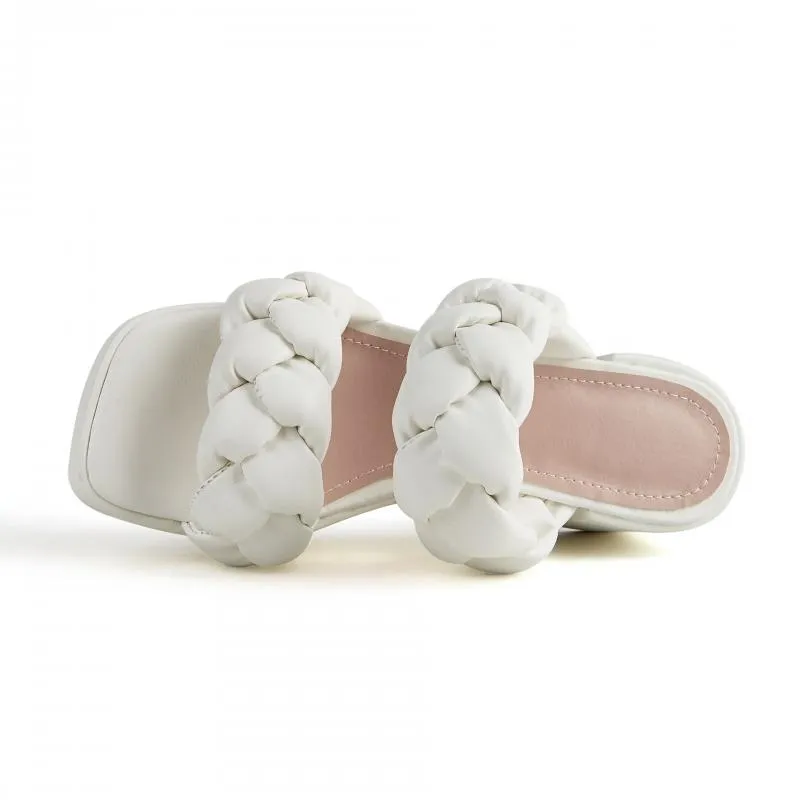 Braided Design Chunky Heeled Sandals