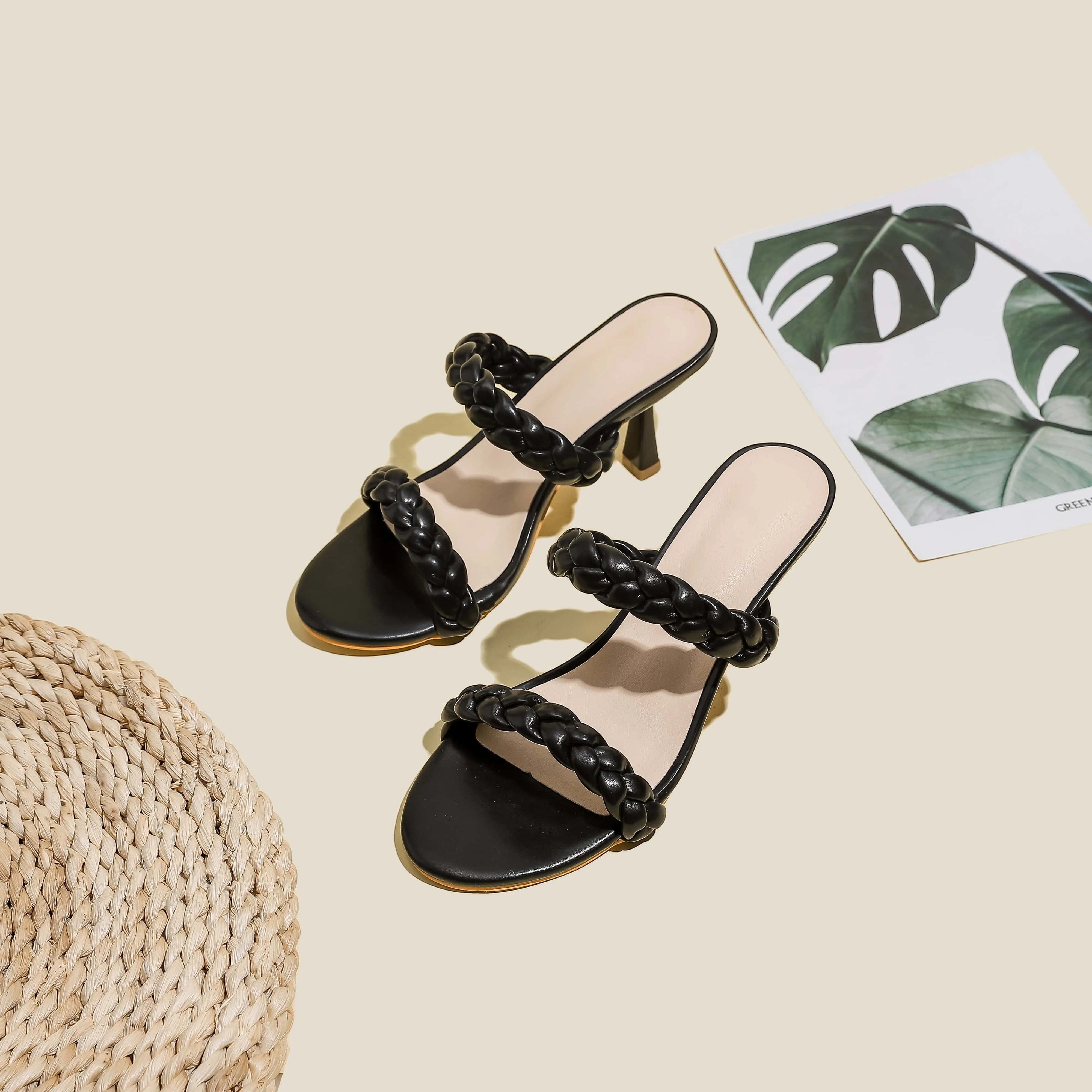 Braided Design Heel Sandals