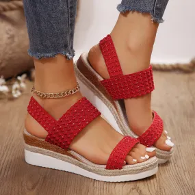 Braided Design Wedge Peep-Toe  Sandals