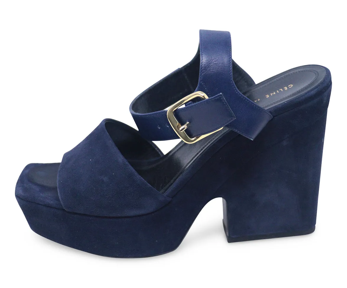 Celine Navy Suede Platform Sandals sz 9