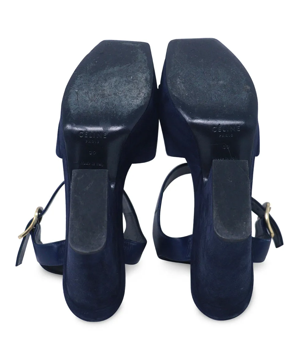 Celine Navy Suede Platform Sandals sz 9