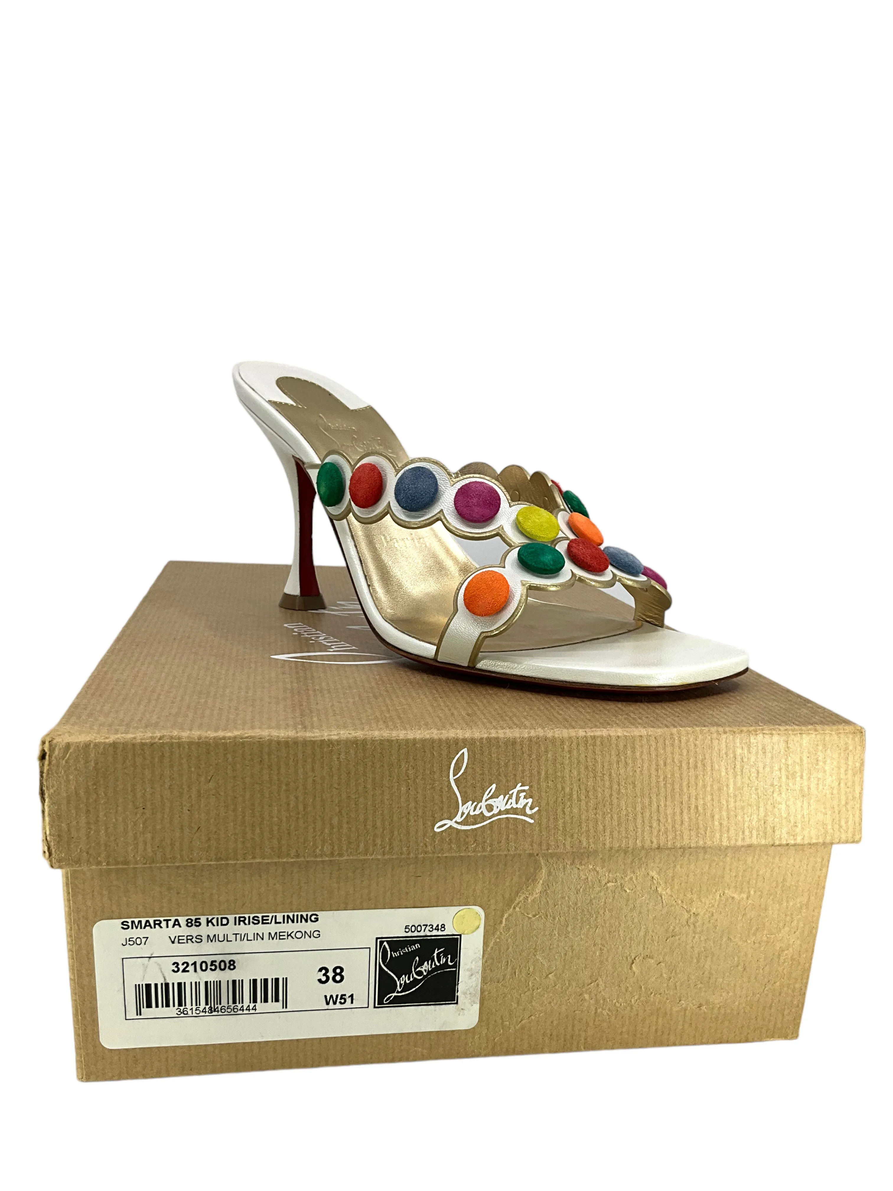 Christian Louboutin Smarta 85 Kid Leather Mules Size 8 NEW