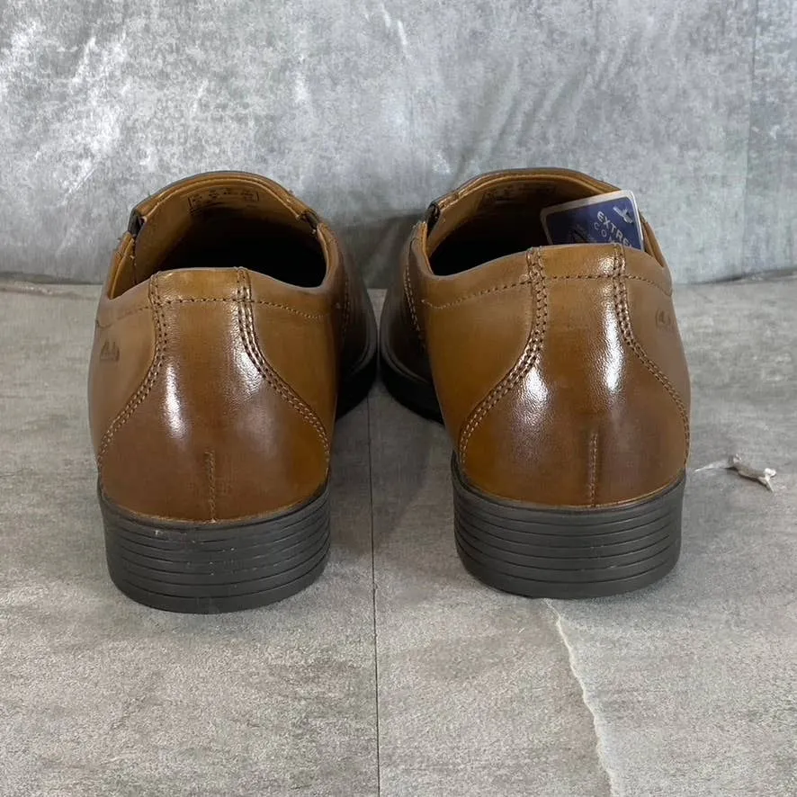 CLARKS Collection Men's Dark Tan Leather Whiddon Step Slip-On Loafers SZ 9.5