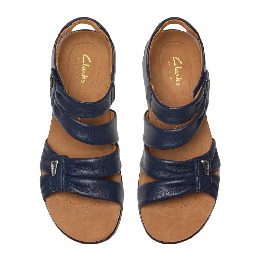 Clarks Kitly Ave Navy Leather Sandal (Women's)