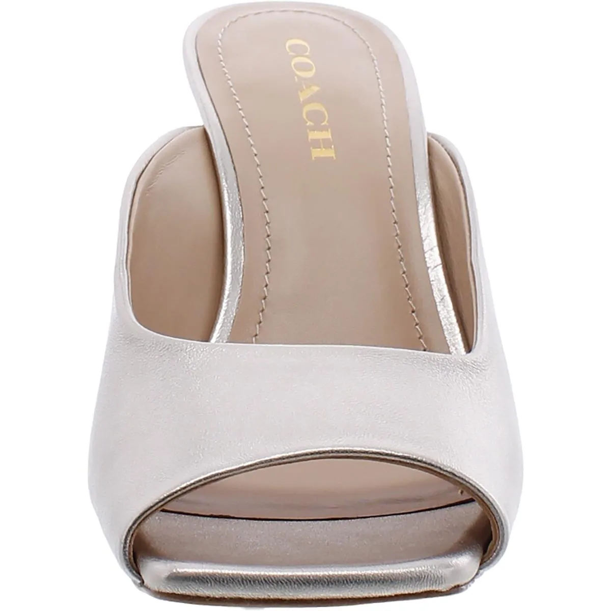 Coach Womens Laurence Metalic Patent Leather Square Toe Mules