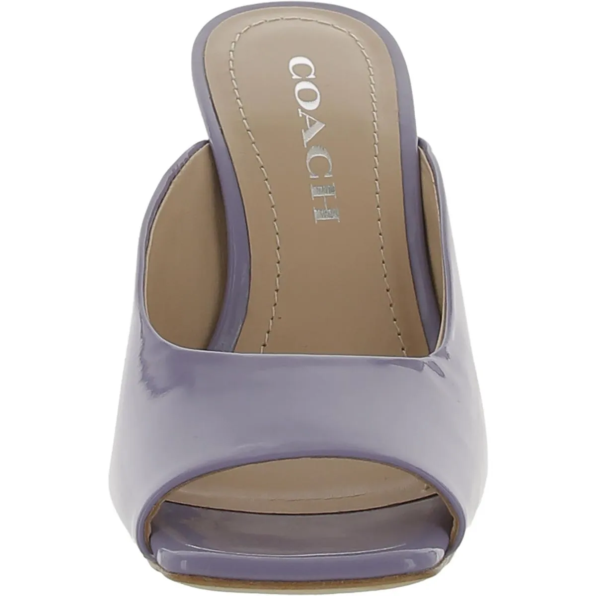 Coach Womens Laurence Metalic Patent Leather Square Toe Mules