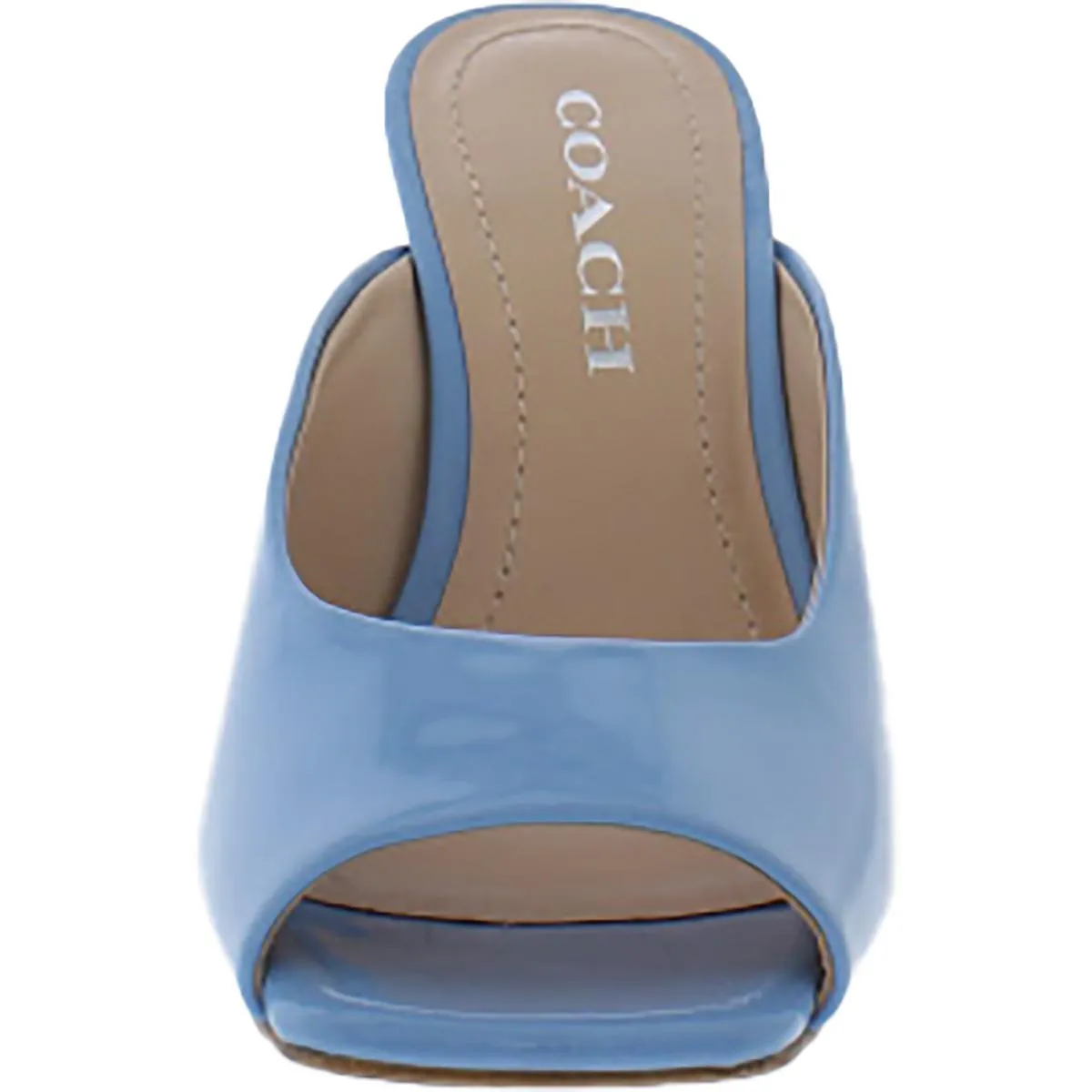 Coach Womens Laurence Metalic Patent Leather Square Toe Mules