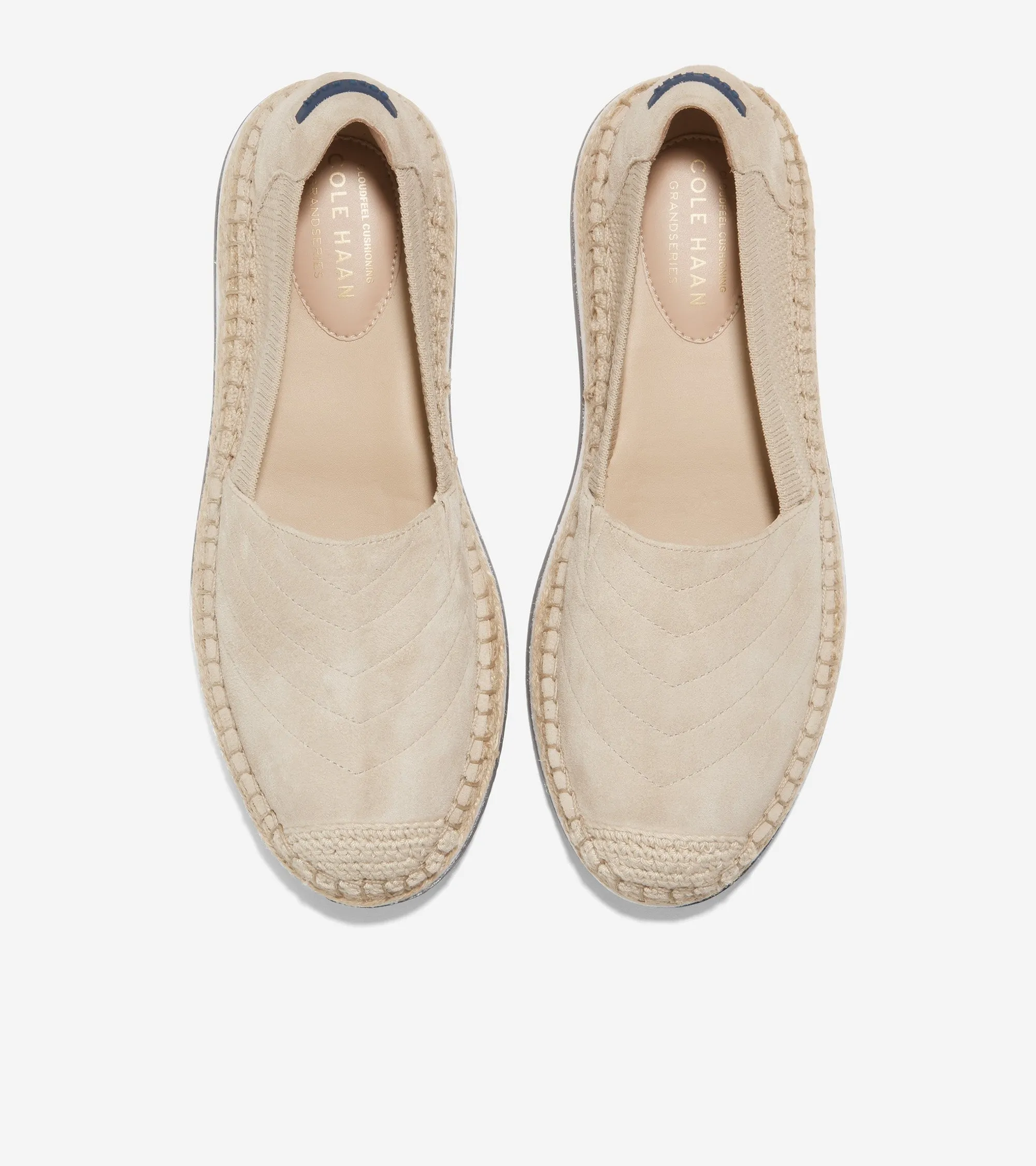 Cole Haan Cloudfeel Espadrille Sesame Suede Slip On Cap Toe Flat Loafers Shoes