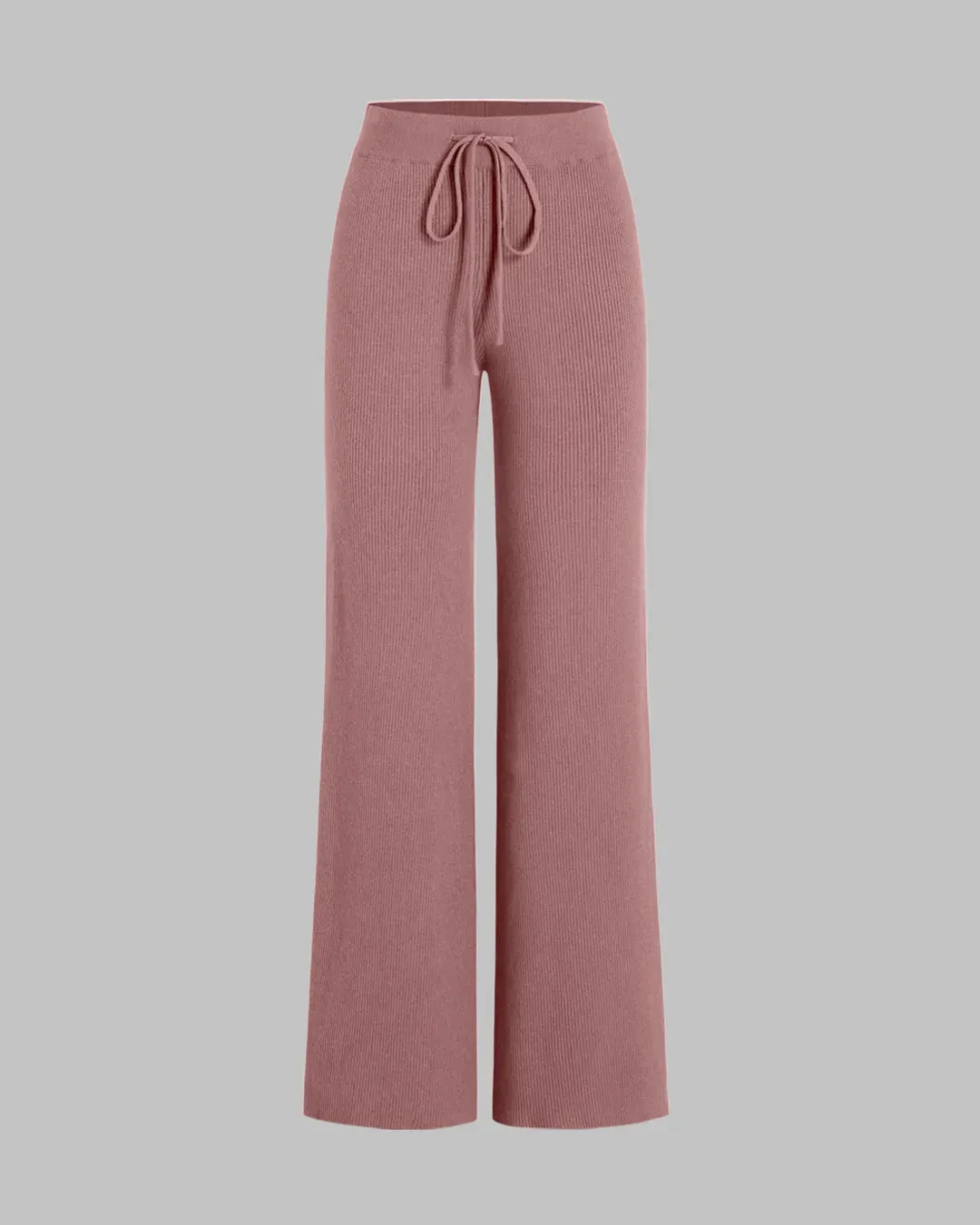 Combo Set of Offwhite Ribbed Corset Top & Casual Trouser In Dusty Pink