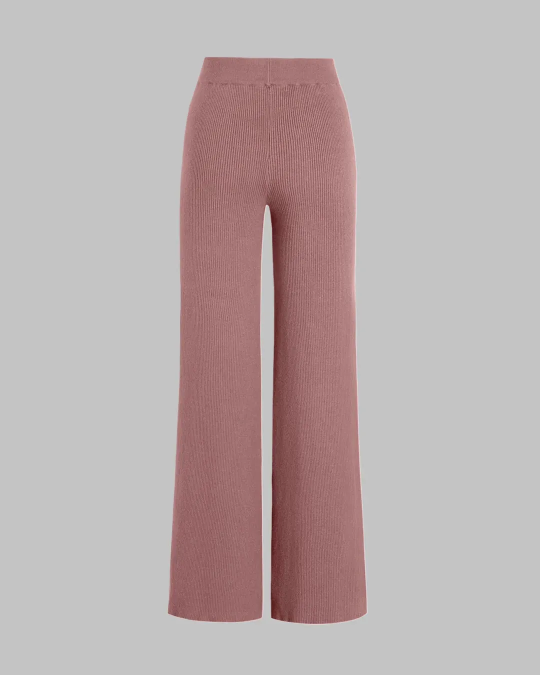 Combo Set of Offwhite Ribbed Corset Top & Casual Trouser In Dusty Pink