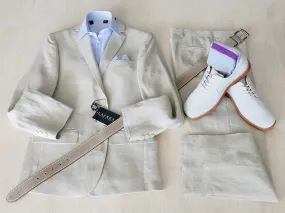 Complete Tan Linen Suit Outfit 22289