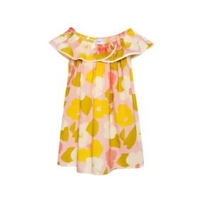 Cotton Off Shoulder Dress Happy, Pink
