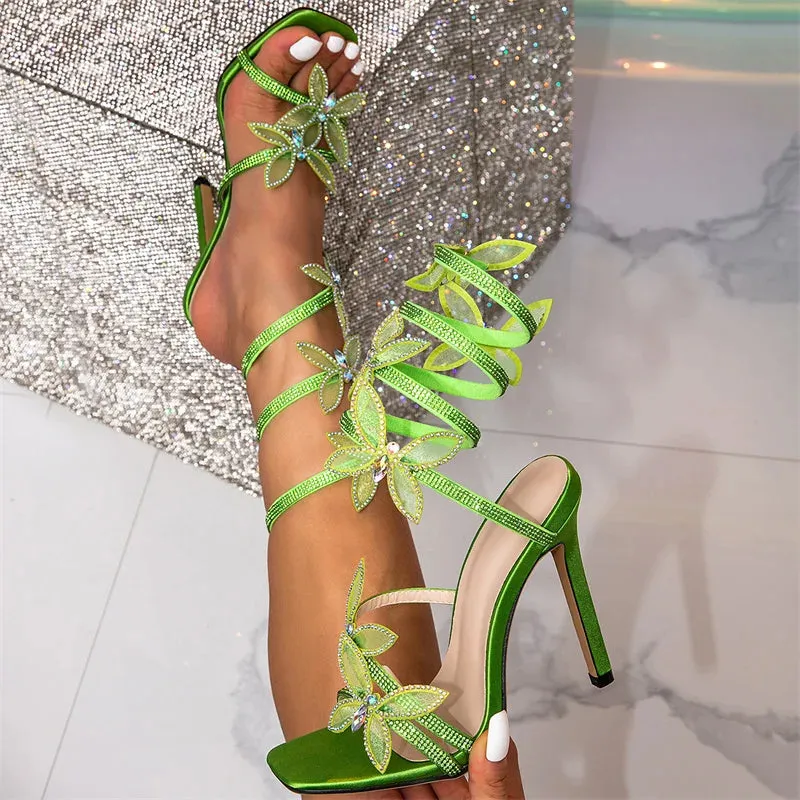 Crystal Butterfly detail Ankle Strap gladiator Sandals