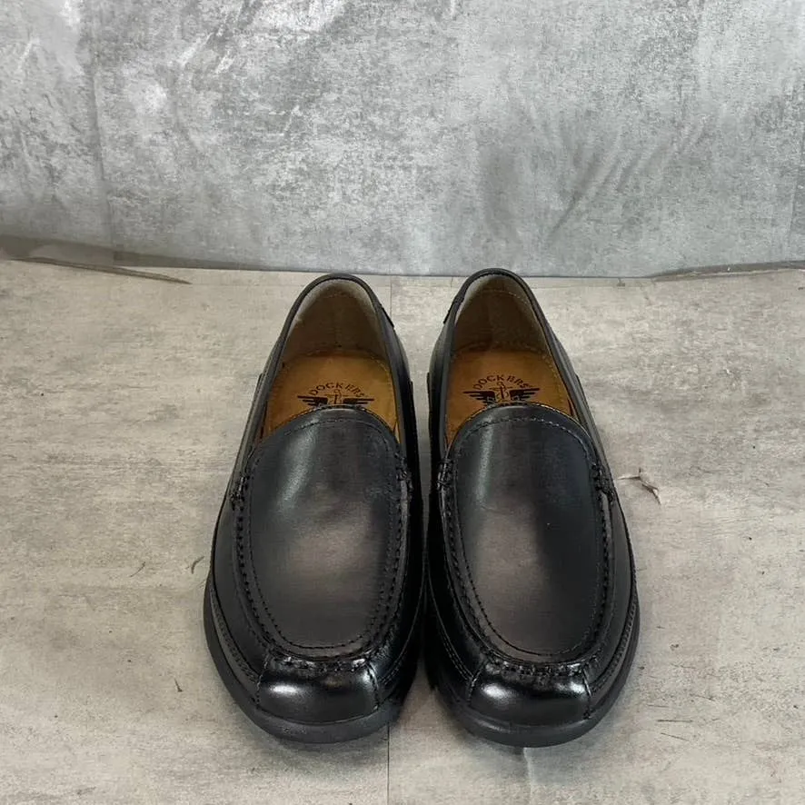 DOCKERS Men's Black Leather Catalina Slip-On Moc-Toe Loafers SZ 8