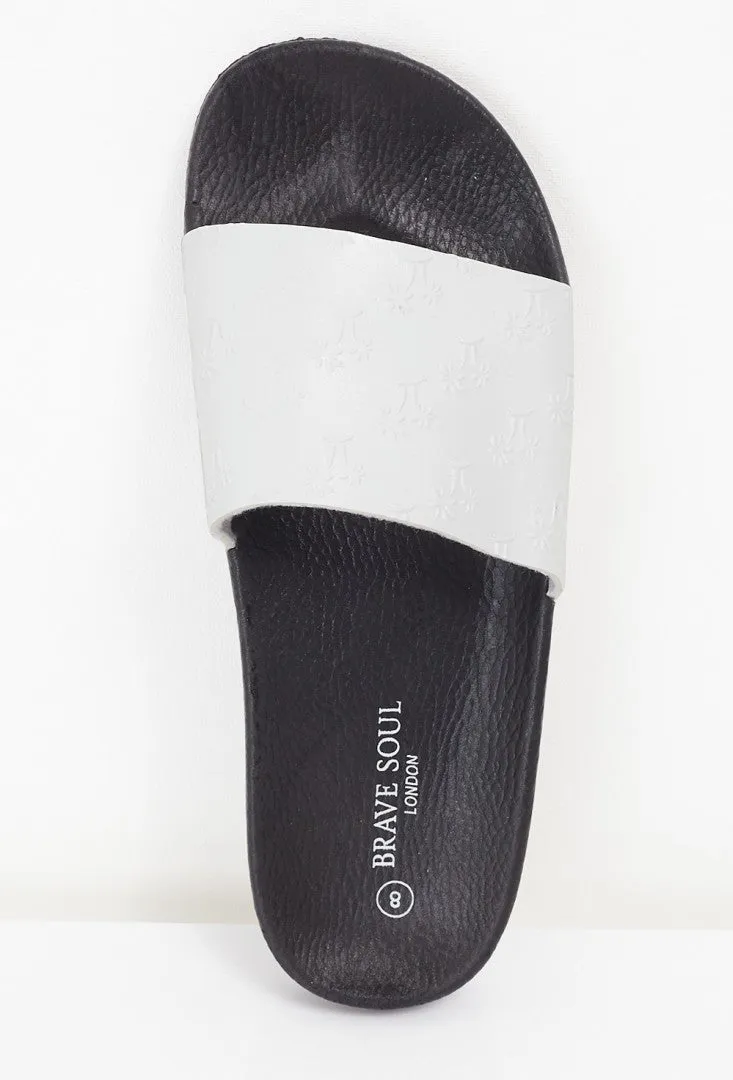EMBOSSED PALM TREE STRAP DESIGN POOL SLIDERS