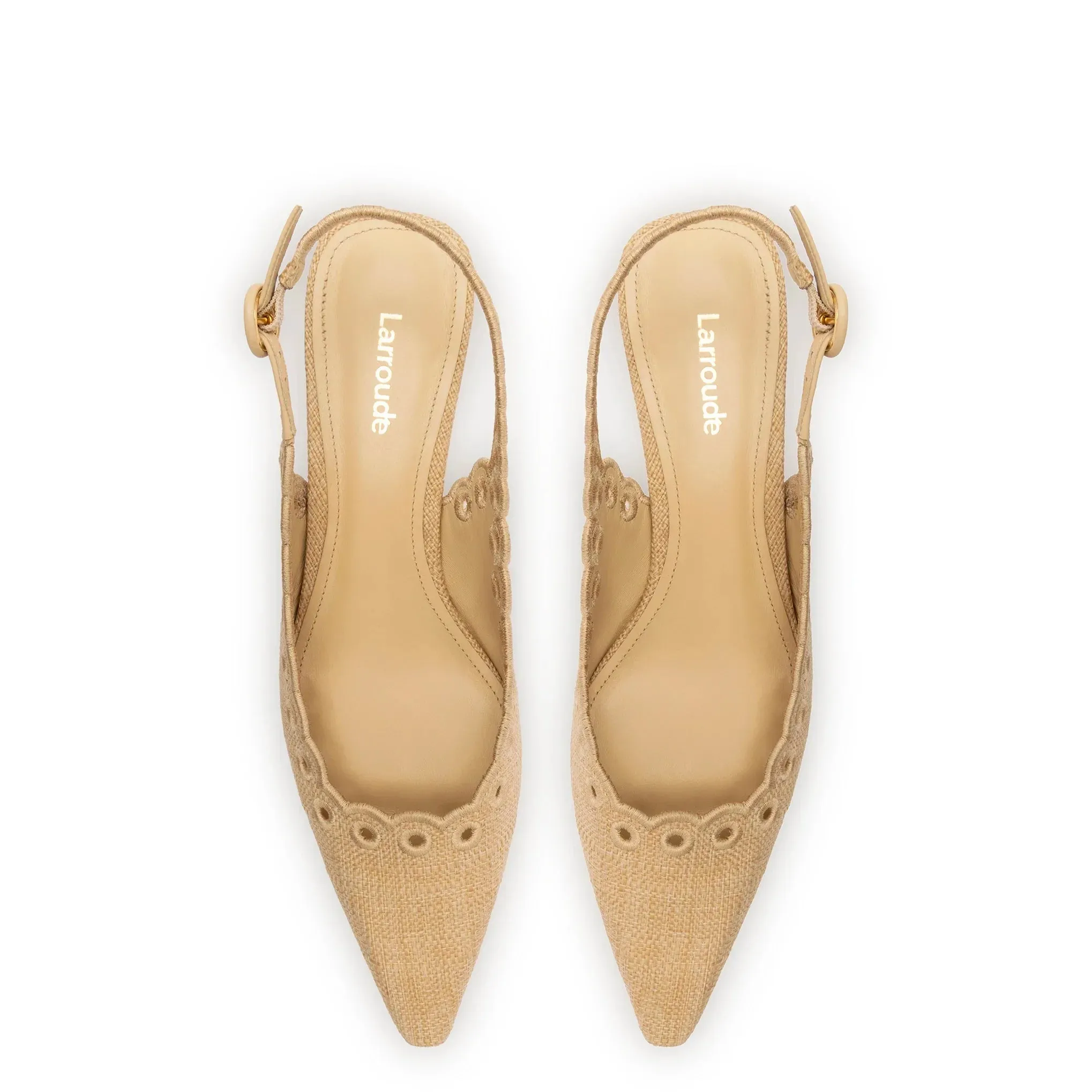 Florence Broderie Pump In Beige Raffia