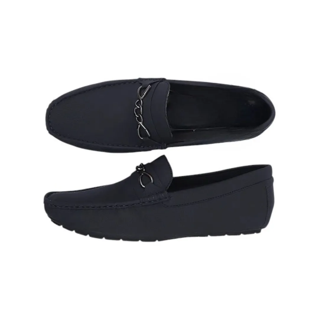 Floxi Men's Black Leather Driver Shoes