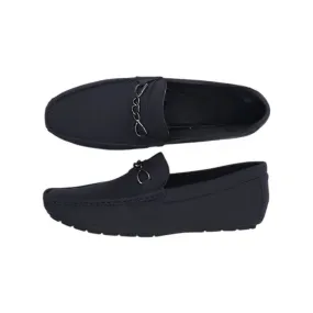 Floxi Men's Black Leather Driver Shoes