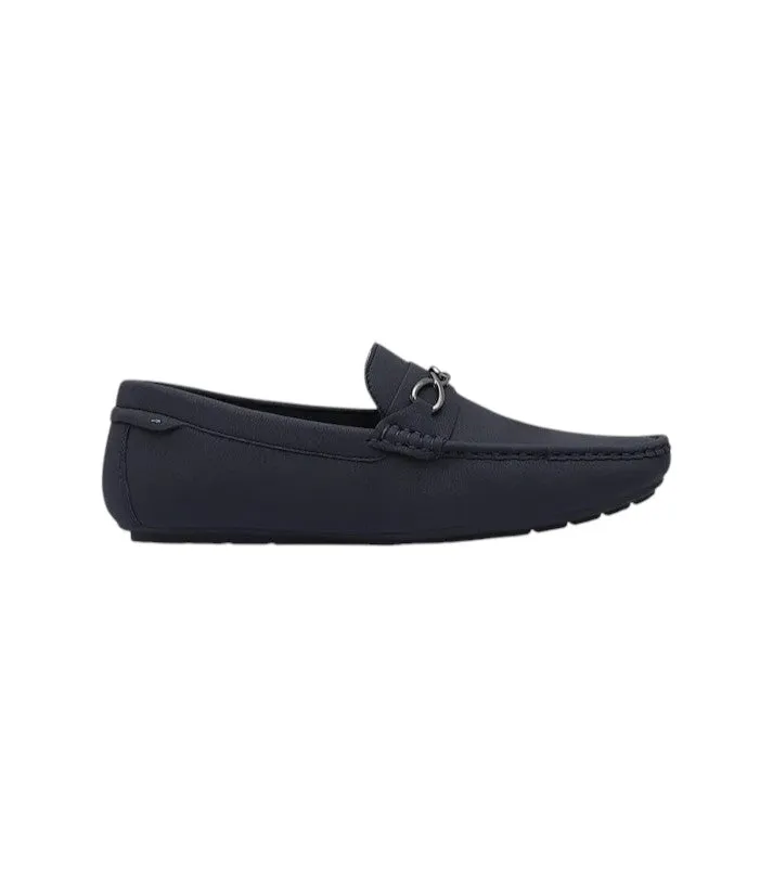 Floxi Men's Black Leather Driver Shoes