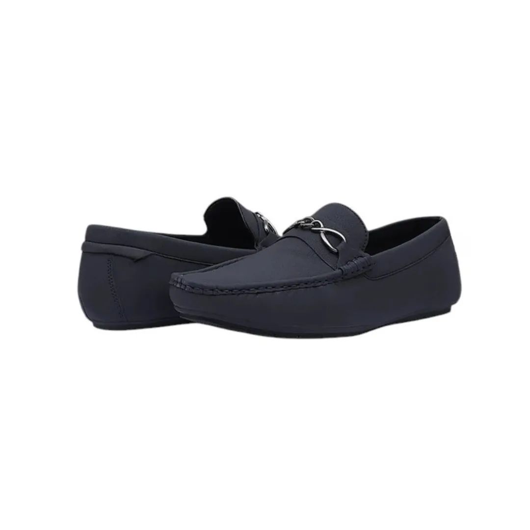 Floxi Men's Black Leather Driver Shoes