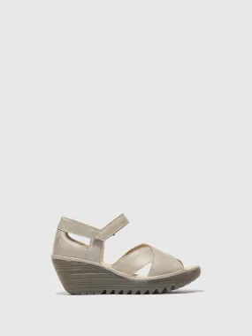 Fly London Women's YENT365FLY Leather Strap Sandals Silver