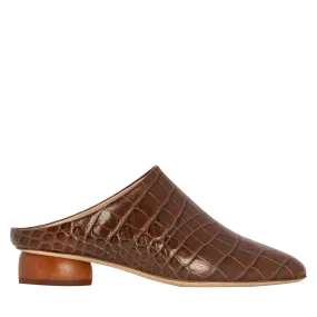 Gaby Mules Leather Croc Brown