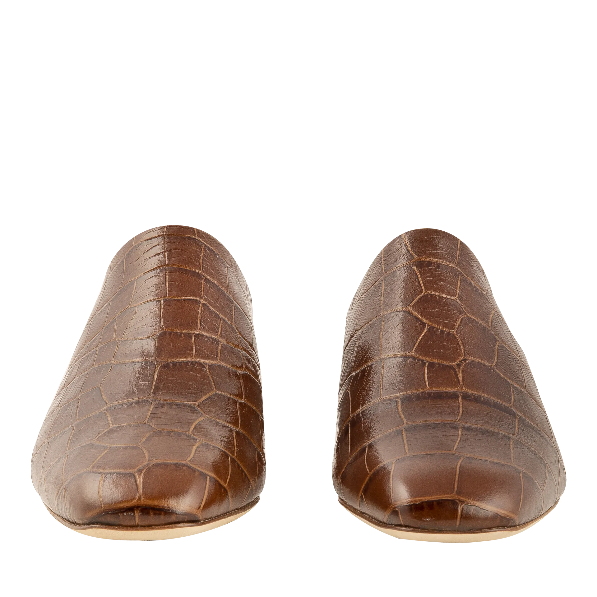 Gaby Mules Leather Croc Brown