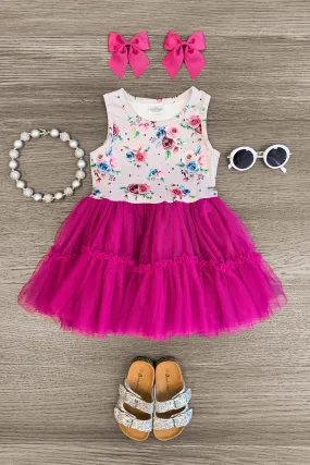 Gray & Plum Floral Tutu Dress