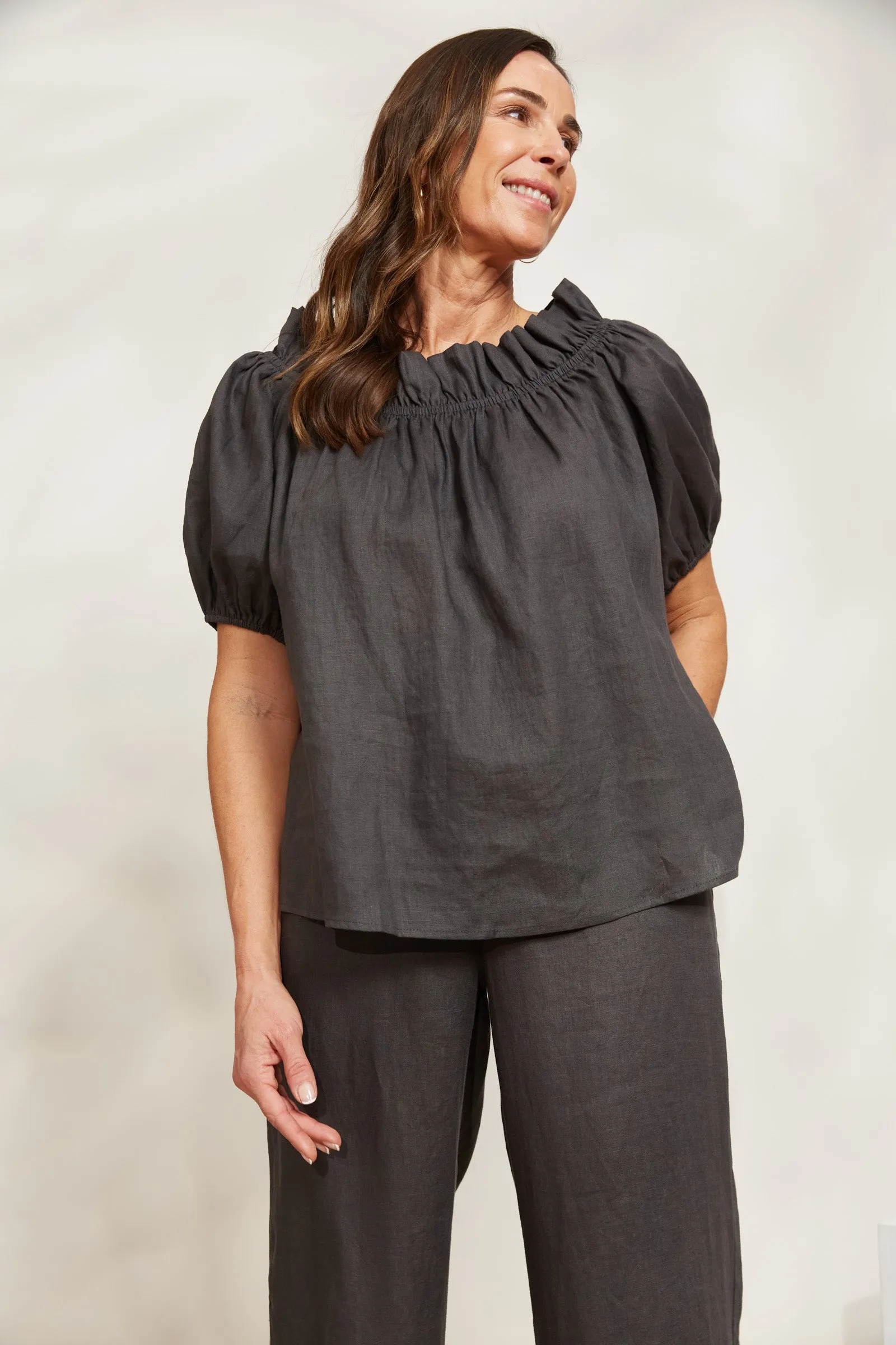 Halcyon Ruched Top - Oyster